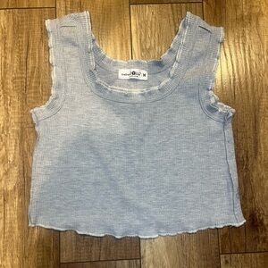 Natural Life Light Gray Tank Top with Ruffle Hem